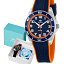 Reloj Marea Juvenil con Brazalete de Caucho Azul y Naranja + Auriculares Bluetooth – Set para Regalo